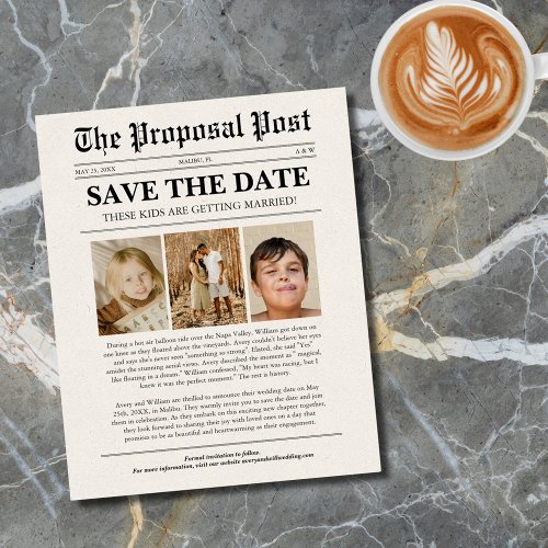 Budget Funny Wedding Newspaper Save The Date Flyer