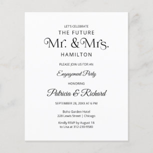 Budget Future Mr & Mrs Engagement Party Invitation