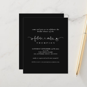 Budget Future Mrs Bridal Shower Black White Invite