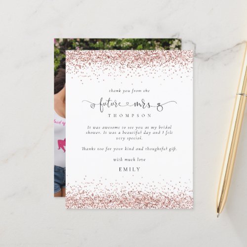 Budget Future Mrs Photo Rose Gold Glitter Thanks