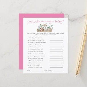 Budget Game Guess Who Mom Dad Pink Baby Shower