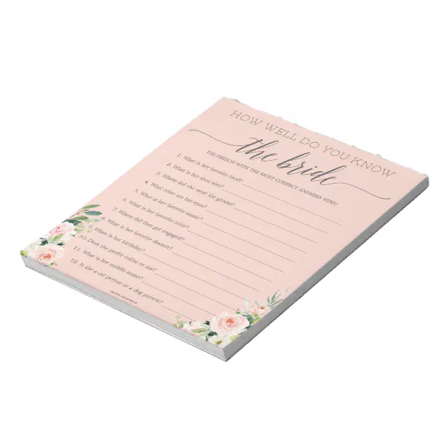 Budget Game How Well Do You Know The Bride Notepad | Zazzle