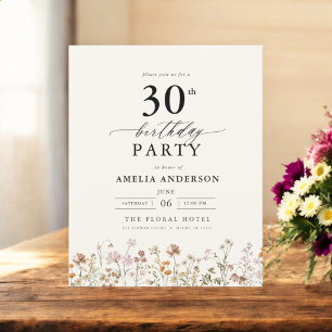 Budget Garden Floral 30th Birthday Invitation Flyer