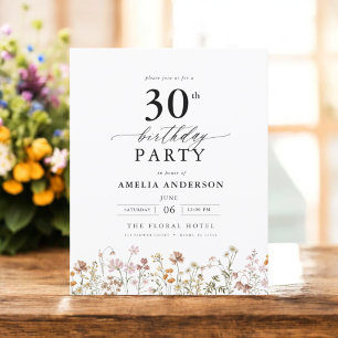 Budget Garden Floral 30th Birthday Invitation Flyer