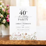 Budget Garden Wildflower 40th Birthday Invitation Flyer<br><div class="desc">Celebrate in style with a garden floral calligraphy 40th birthday invitation, perfect for a milestone event. Featuring vibrant floral designs and elegant calligraphy, this invitation sets a whimsical yet sophisticated tone for your celebration. The lush garden theme blends natural beauty with graceful typography, creating a timeless and inviting look. Ideal...</div>