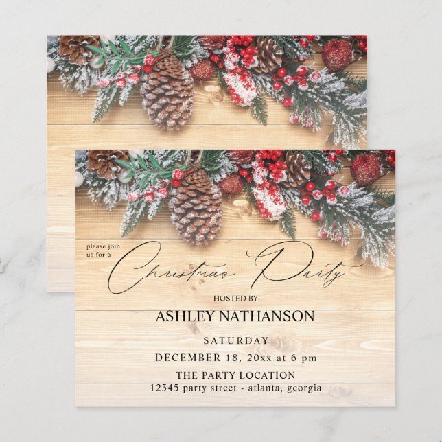 Budget Garland & Berries Rustic Christmas Party (Front/Back)
