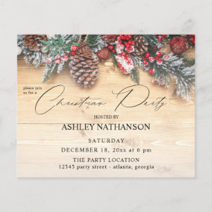 Budget Garland & Berries Rustic Christmas Party Flyer