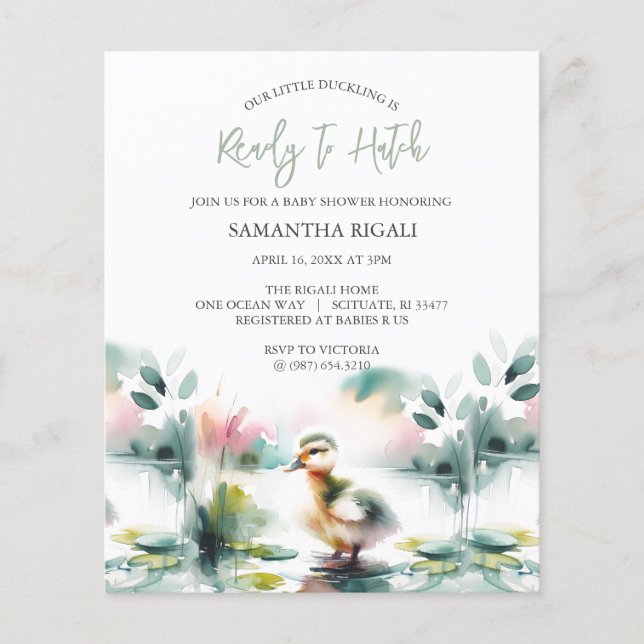 Budget Gender Neutral Baby Shower Duck Theme Flyer (Front)