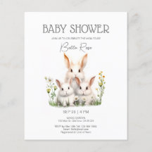 Budget Gender Neutral Bunny Baby Shower Invitation