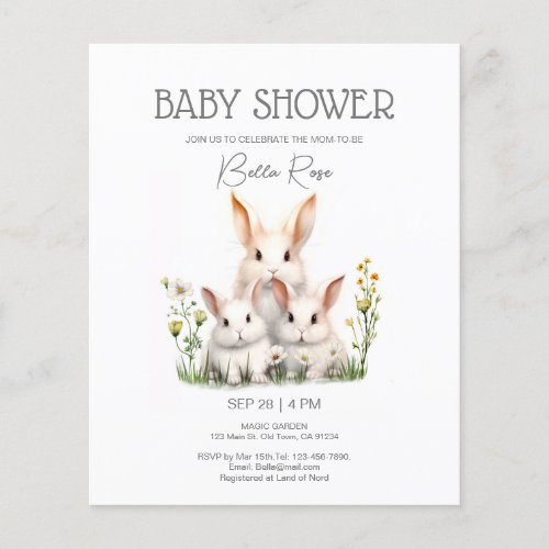 Budget Gender Neutral Bunny Baby Shower Invitation