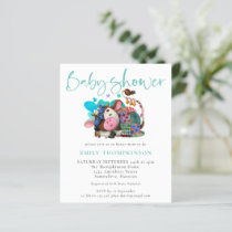 Budget Gender Neutral Cow Teal Baby Shower Invite