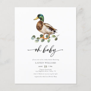 Budget Gender Neutral Mallard Duck Baby Shower Flyer