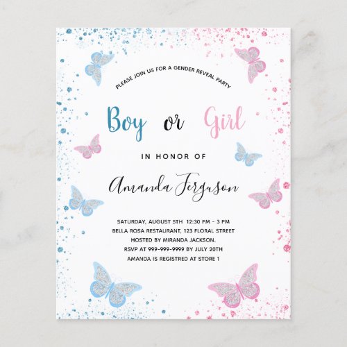 Budget gender reveal baby shower butterflies