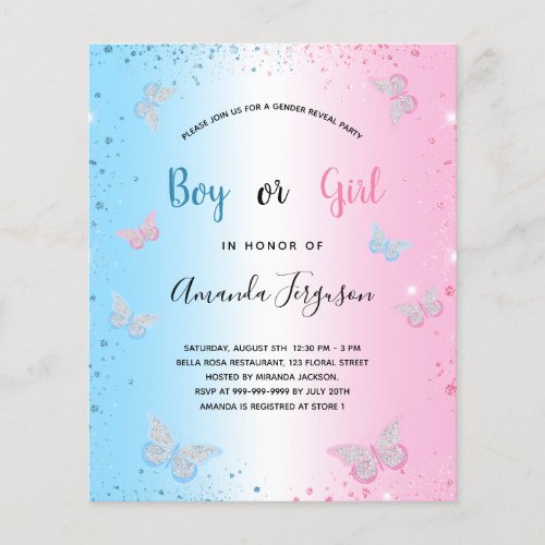 Budget gender reveal baby shower butterflies