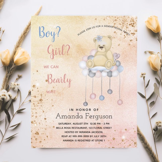 Budget gender reveal baby shower teddy bear (Creator Uploaded)