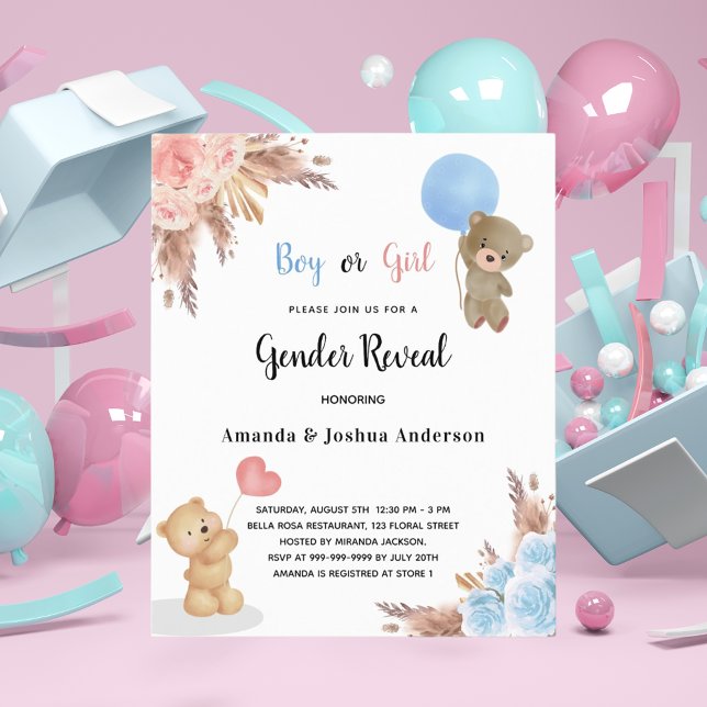 Budget gender reveal pampas teddy bear couple (Creator Uploaded)