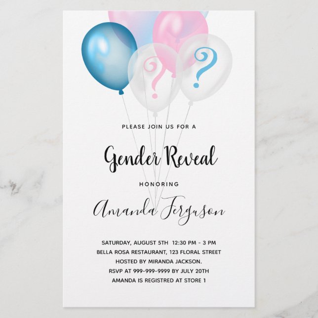 Budget gender reveal party blue pink boy girl (Front)