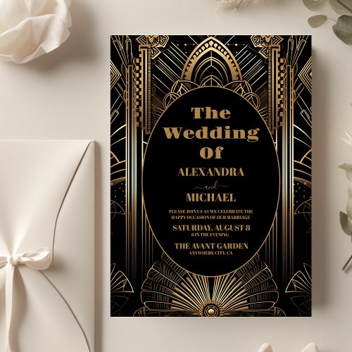 Budget Geometric Art Deco Wedding Flyer