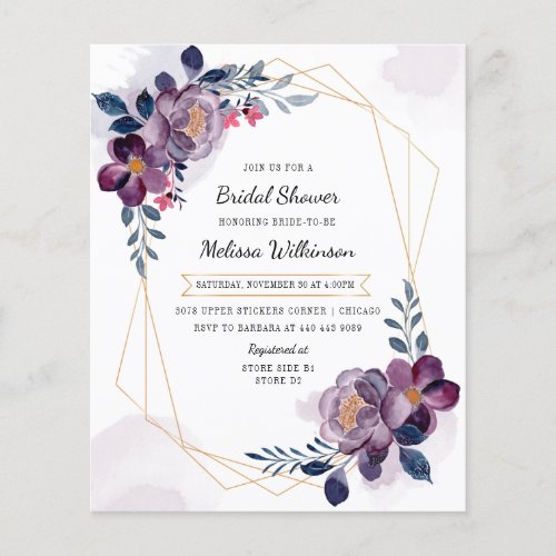 Budget Geometric Purple Blush Floral Bridal Shower