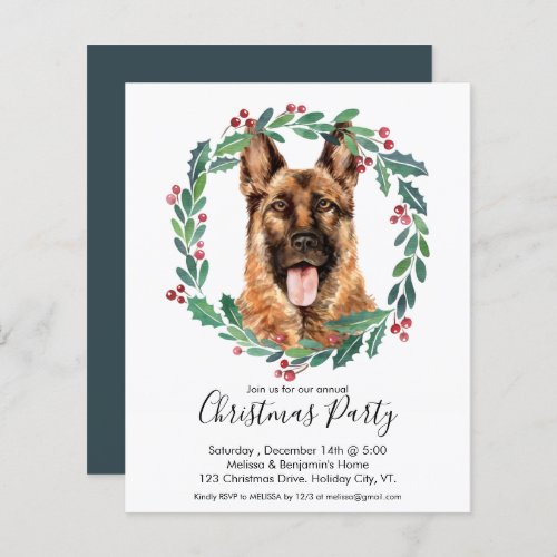 Budget German Shepherd Dog Christmas Party Invite