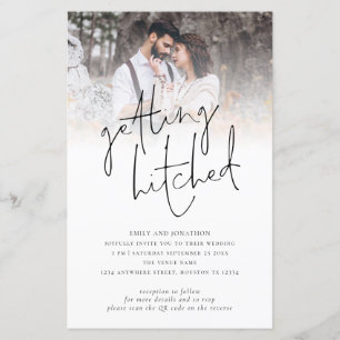 Budget Getting Hitched Photo QR Wedding Invite