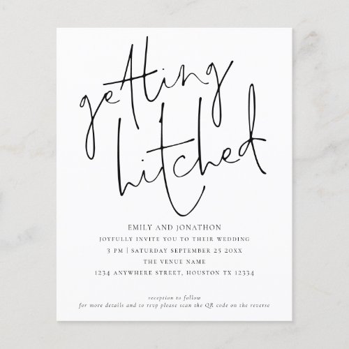 Budget Getting Hitched Script QR Wedding Invite