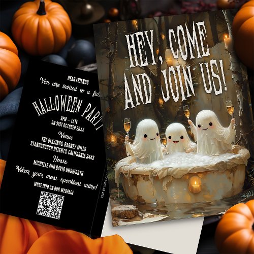 Budget Ghosts Jacuzzi Adult Halloween Invitation Postcard