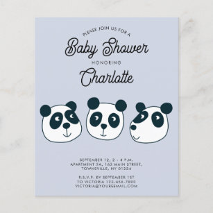 Budget Giant Panda Bear Baby Shower Invitation