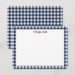 Budget Gifting Classic Navy & White Gingham Plaid Note Card