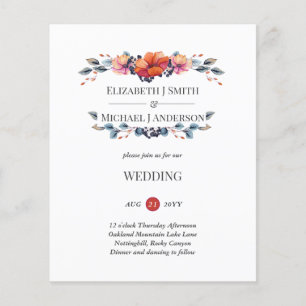 Budget Ginger Navy Autumn Fall Wedding Invitation
