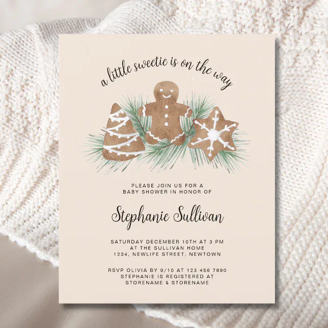 Budget Gingerbread Christmas Baby Shower Invite | Zazzle