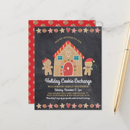 Budget Gingerbread Cookie Exchange Chalk Invite