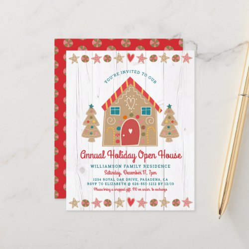 Budget Gingerbread Open House Rustic Party Invite