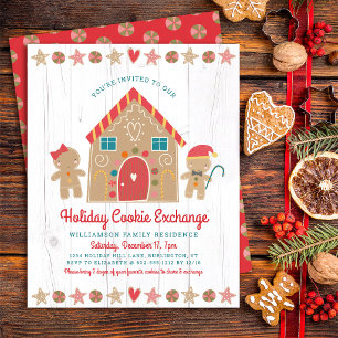 Budget Gingerbread Rustic Cookie Exchange Invite