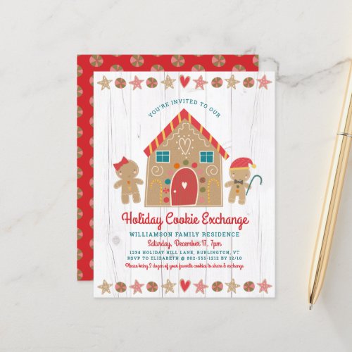 Budget Gingerbread Rustic Cookie Exchange Invite