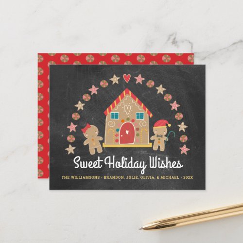 Budget Gingerbread Sweet Holiday Wishes Chalk Card