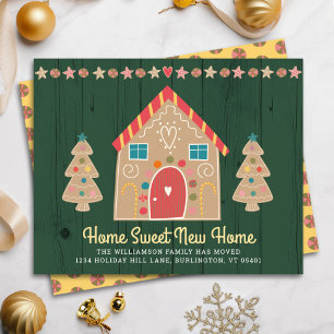 Budget Gingerbread We’ve Moved Green Rustic Card