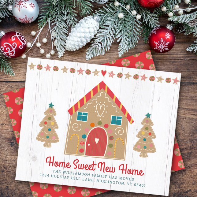 Budget Gingerbread We’ve Moved Rustic Wood Card (Creator Uploaded)