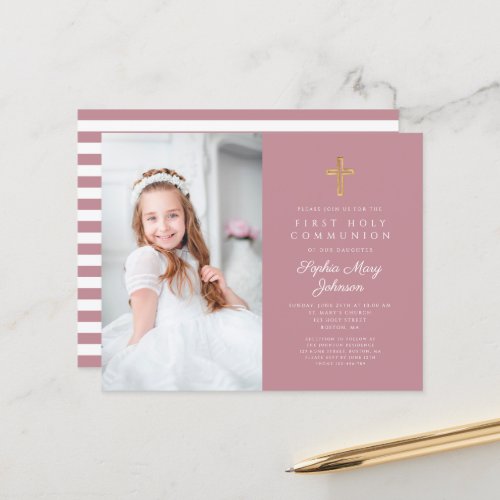 Budget Girl Pink Stripes Photo First Communion 
