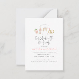 budget girly pink champagne chic bachelorette  note card