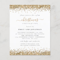 Budget Glam Gold Glitter Christmas Party Invite