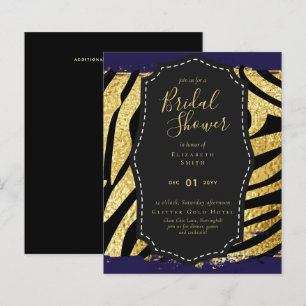 Budget Glam Gold Navy Bridal Shower Invite Animal