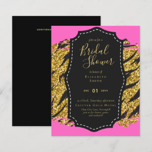 Budget Glam Gold Pink Bridal Shower Invite Animal
