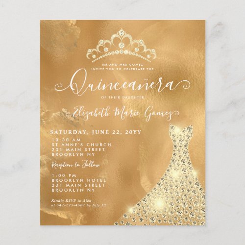 Budget Glam Gold Sparkle Diamond Tiara Quinceanera