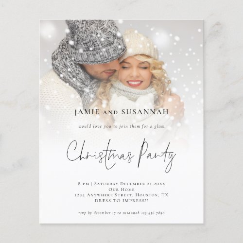 BUDGET Glam Photo Overlay Christmas Party Invite