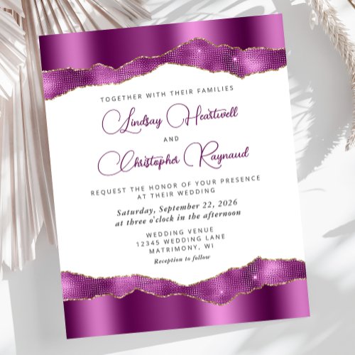 Budget Glam Purple Mirror Tiles Wedding Invite