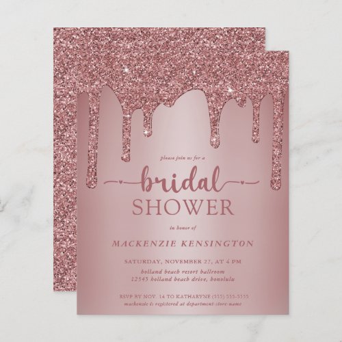 Budget Glam Rose Gold Glitter Drips Bridal Shower