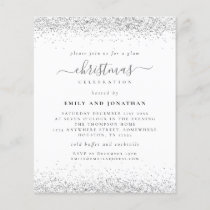 Budget Glam Silver Glitter Christmas Party Invite