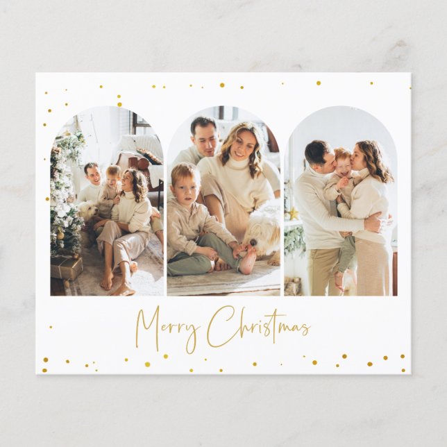 Budget Glitter Arch Christmas Photo Greeting Card Flyer (Front)