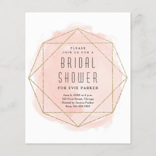 Budget Glitter Blush Pink Watercolor Bridal Shower